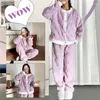 Home Clothing Winter Velvet Fleece Thick Coral Pijamas Warm Flannel Women Pajamas Set Long-Sleeved Trousers Pyjamas Sets Wear Sleepwear