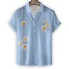 Chemise hawaïenne pour hommes 3D Daisy Print Chemises Summer Fi T-shirt à manches courtes Motif chrysanthème Blouse surdimensionnée Vêtements pour hommes 67Im #