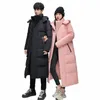 down Jacket Couples Solid Color Winter New Fi Lg Style Thickened Warm Loose Casual Hat Warm Coats Man Drop Ship p46X#