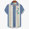 Мужские рубашки в полоску, элегантная блузка, цветная 3D-печать, топ с коротким рукавом, повседневные рубашки для социальных сетей, мужская одежда больших размеров, A6X1 #