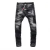 Jeans da uomo Streetwear Moda Uomo Retro Nero Grigio Elastico Skinny Fit Strappato Rattoppato Pantaloni di marca Hip Hop firmati