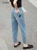Jeans Femme AMII minimalisme femmes pantalon imprimé amour forme jean pour femme décontracté bleu élastique trou droit Denim pantalons 12341186 24328