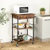 Hooks Island Rolling Cart On Wheels Kitchen With Drawer 3-Tier Storage Trolley And Handle For Dining Room