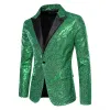 Shiny Sequin Suit Jacket Herrfas Performance Coat White Sier Blue Red Purple Blazers V-Neck Single Butt S M L XL XXL E8S4#