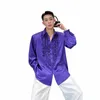 män satin stil palats ruffled kant franska vintage fi lös casual lg hylsa parti dr tröjor man koreanska blusar 54im#