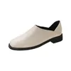 Chaussures décontractées vulcanisées pour femmes, sandales d'été à bout carré, coupe peu profonde, chaussure unique rétro Style français, petit cuir