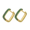 Hoop Huggie Hie Synthetische Diamant Pave Rec Oorbellen Voor Vrouwen Roestvrij Staal Vierkant Geometrisch Groen Sieraden Summerhoop Drop Delivery Otyxw