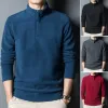 autumn and winter 2024 Men's fi turtleneck solid color two-sided cmere sweater imitati fleece sleeve m undershirt r9Bk#