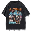 J Cole Graphic T-Shirt Vintage 90'lar Rapçi Hip Hop Büyük Boyutlu Yaz T-Shirts Erkek Kadınlar Fi Pamuk Siyah Tee Street Giyim B1TZ#