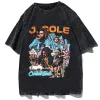 J Cole grafisk t-shirt vintage 90-tals rappare hiphop överdimensionerad sommar t-shirts män kvinnor fi cott svart tee skjorta streetwear