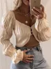 Dames T-shirts 2024 Zomer Trendy Plooi Bladerdeegmouwen Tops Elegant Luxe Zilverdraad Flash T-shirt V-hals Lang Modieus 19D7496