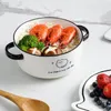그릇 일본 가정 국수 그릇 세라믹 수프 핸들 샐러드 파스타 주방 식탁 전자 레인지 전자 레인지 바크웨어