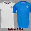 2024 Island Soccer Jerseys Home Away Isländische Fußballnationalmannschaft Kits Herren Tops Hemden Uniformen Sets Blaue Tops Weißes Island-Trikot