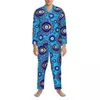 Home Clothing Evil Eye Charm Sleepwear Autumn Blue And Gold Casual Oversized Pajama Sets Male Long Sleeves Lovely Room Custom Nightwear