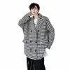 syuhgfa Elgance Blazer maschili Cappotto doppio petto Stile coreano Bello Giacca a vento in lana Fi Autunno Inverno Abbigliamento 18WW #