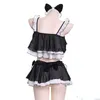 anilv Anime giapponese Lolita Cute Cat Maid Costume da bagno Costume Gatti Ragazza Costumi da bagno Uniforme Pool Party Cosplay p2Dc #