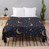 Coperte Vintage Luna Oro E Stelle Su Coperta Blu Di Lusso St Divani In Pile Floreale