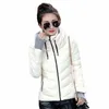hooded Women's Winter Jacket, Autumn and Winter Short Quilted Women's Jacket, Solid Color Parka Coat Stand Collar Top p2Be#