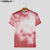 Мужские футболки 2024 Мужские футболки Tie Dye Mesh Прозрачный круглый вырез с коротким рукавом Camisetas Уличная одежда Фитнес Модная мужская одежда S-5XL24328