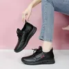 Casual Schuhe Frühling frauen Vulkanisieren 2024 Fashion Lace Up Weiche Leder Turnschuhe Frau Plattform Sport Für Frauen Tenis