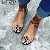 Sandals 2020 Summer Belt Womens Apartment Open Toe Leopard Pattern Casual Shoes Roman Plus Size 35-43 H240328