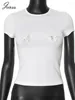 Camisetas para mujer Joskaa moda 3D mariposa decorar camiseta blanca mujer Casual cuello redondo manga corta Slim Tops 2024 verano camisetas femeninas