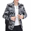 Hoo 2024 masculino casual camuflagem terno jaqueta primavera novo fino impresso blazer w1d7 #