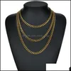 Ожерелья-подвески из нержавеющей стали, ожерелье-цепочка для мужчин и женщин, кубинские звенья, черное золото, цветное колье в стиле панк, мода Hip-Ho Dhrjz