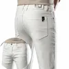 2022 Nouveau style classique Jeans blancs pour hommes Cott Casual Busin Stretch Slim Fit Denim Pantalon Homme Fi Marque Pantalon D1t4 #