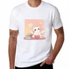 new Pastel Kawaii Library Cat T-Shirt custom t shirt plain t-shirt sports fan t-shirts kawaii clothes t shirt for men Q7D3#