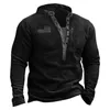 Heren Hoodies Sweatshirts Lente Herfst Heren Tactische Combat Top Militair Uniform Effen Kleur Knop Trainingspakken Legerstijl Kleding Henrys-kraag Trui 24328