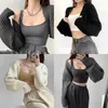 spring Autumn Women Knit Open Frt Sweater Lg Sleeve Butt Loose Short Cardigan Outerwear Coats D9jV#