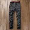 Nieuwe Fi Lente Herfst mannen 3D Gedrukt Jeans Pantal Hombre Zwart Wit Nachtclubs Jong Skinny Biker Denim Broek 44Lz #