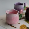 Tasses petite foule conception violet tulipe poignée tasse d'eau en céramique haute beauté cadeau pour les filles marque
