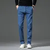 New Spring 2023 Men's Light Blue Streting Jeans Busin Casuare Denim Pants Modal Fabric Ounsers Male Brand S5of＃
