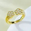 Cluster Rings S925 Silver Ring Gold Plated Retro Old Money Wind Shining Open Jewelry For Women