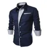 mens Casual Slim Fit Shirts Turn-down Collar Shirt Single-breasted Lg Sleeve Butt Down Busin Formal Dr Shirt Tops n2Y4#