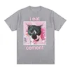 Engraçado eu como cimento gato meme gráfico camiseta homens mulheres fi casual manga curta camisetas verão tops cott camiseta de grandes dimensões x2lU #