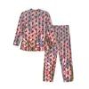 Startseite Bekleidung Pferdekopf-Nachtwäsche Frühlings-Asthetisches Oversize-Pyjama-Set mit amerikanischer Flagge und langen Ärmeln, romantischer Nacht-Grafikanzug