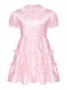 mäns satin frilly flickiga kostymer sissy crossdring underkläder dr franska piga pajamas puff hylsa bowknot ruffle dr o6hk#