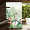 Fönsterklistermärken sekretessglasfilm tecknad djur frostad dekoration sol blockerar inget lim avtagbart statisk för badrumsdörr