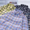 Män klassisk Oxford LG Sleeve Shirts Solid randig rutig busin Workwear Dr Shirt Bekväm Cott Standard Shirt 74AX#