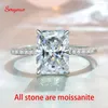 Bagues de cluster Smyoue 4ct Radiant Cut Moissanite Solitaire Bague pour femmes D Couleur Sparkling Créé Diamond Wedding Band S925 Sterl261z