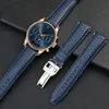 Bracelet de montre tissé en cuir de vache de haute qualité pour IWC IW344205 montres pilotes portugaises bracelet de montre en cuir souple bleu Portofino 22mm 240315