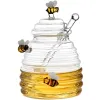 Słoiki miód słoik przezroczysty szklany dozownik miodu z kijem i pokrywką dużą butelkę miodową urocza dekoracyjna pojemnik na miód