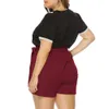 2022 Nieuwe Vrouwen Plus Size Shorts Korte Broek Hoge Taille Grote Grote Plussize Voor Vrouwelijke Zomer Kleding Effen Zwart Rood kleding X8Kk #