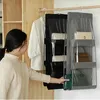 Storage Bags Wardrobe Handbag Hanging Organizer Foldable 6 Pockets Bag Bedroom Hanger Pouch Home Closet