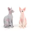 Sculptures BUFSphinx Figurine de chat, modèle de chat sans poils canadien, jouet animal de simulation pour enfants, figurine d'ornement de chat de compagnie
