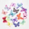 Party Decoration 100PCS Gradient Color Organza Fabric Butterfly Appliques 60mm Translucent Chiffon For Decor Doll Embellishment