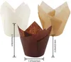 Disposable Cups Straws Tulip Shaped Muffin Mold 50 Pieces Country Muffins Brown White And Natural Colors Square Plastic Container For